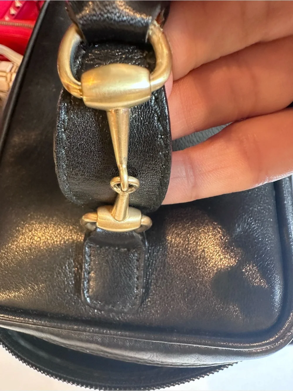Gucci Horsebit Vanity Bag Makeup Cosmetics Leather Black